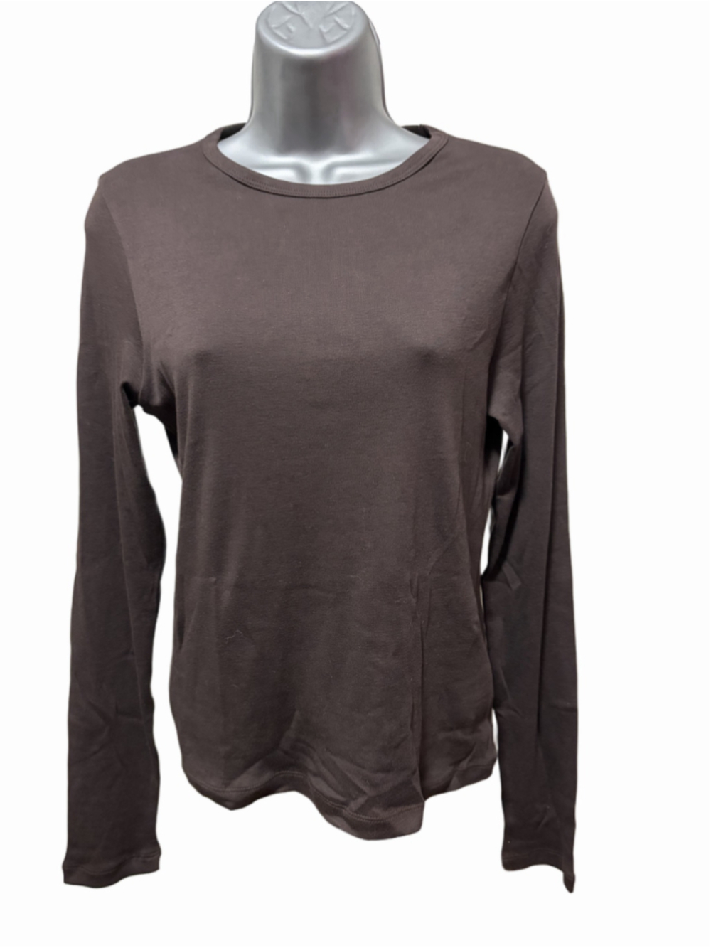 NWT Madewell Crewneck Long-Sleeve Tee in SoSoft Cotton size small in brown